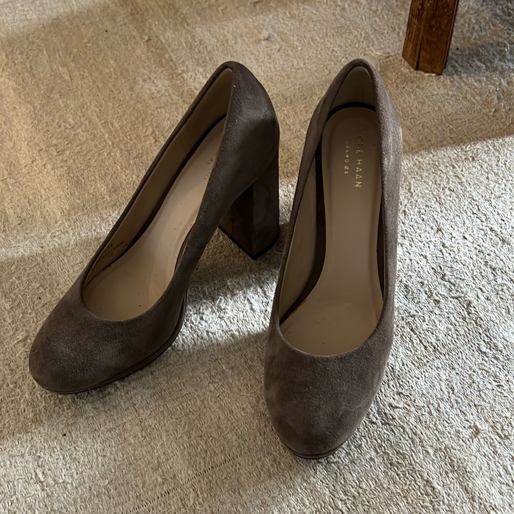 Cole Haan gray suede pumps — worn once!